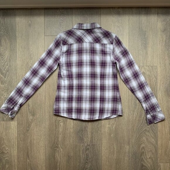 TNA Aritzia Women's Button Down Shirt Plaid Flannel Shirt Classic Purple Size S - Picture 16 of 16